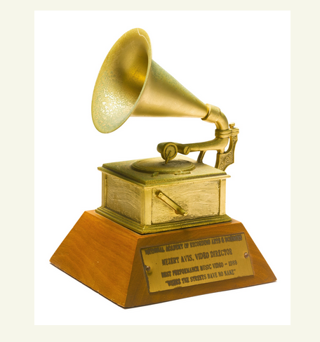 U2 GRAMMY AWARD "WHERE THE STREETS HAVE NO NAME" 1988 Gold-painted steel