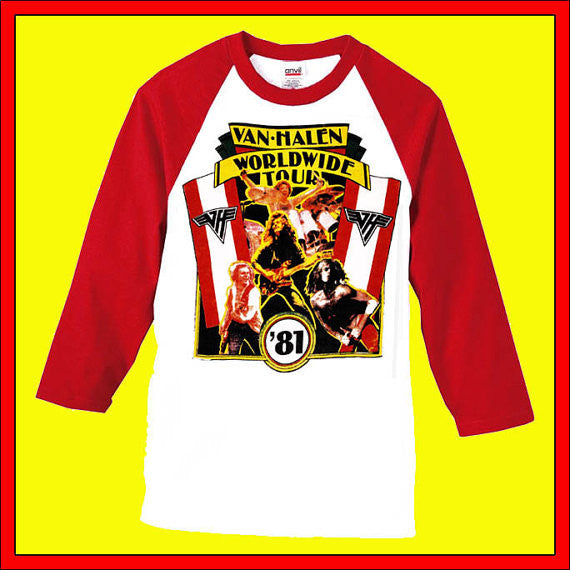 VAN HALEN 1981 Tour Jersey Concert T-Shirt! Two sided! NEW All Sizes! Vintage Repro! Retro Heavy Metal 80s Eddie Van Halen David Lee Roth