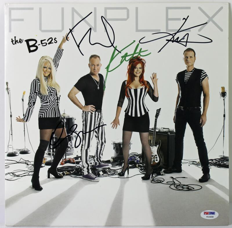 B-52S (4) PIERSON, SCHNEIDER, STRICKLAND & WILSON SIGNED ALBUM COVER W/ VINYL PSA/DNA V10658