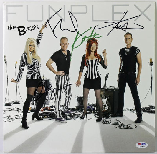 B-52S (4) PIERSON, SCHNEIDER, STRICKLAND & WILSON SIGNED ALBUM COVER W/ VINYL PSA/DNA V10658