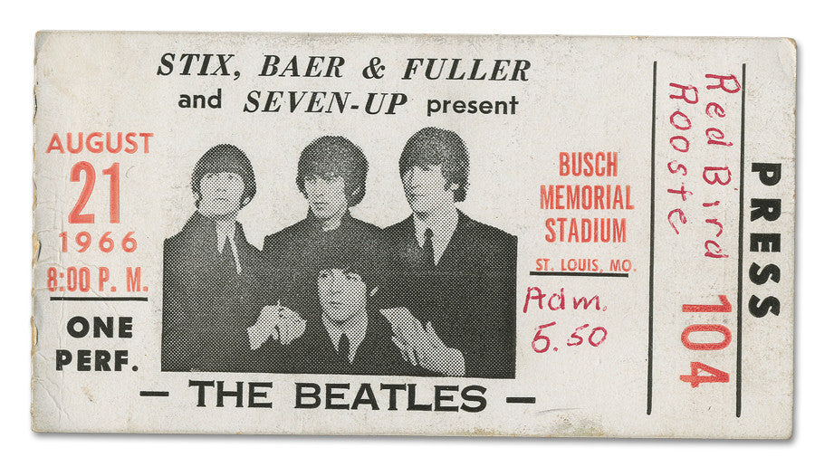 Rare 1966 Beatles Press Ticket