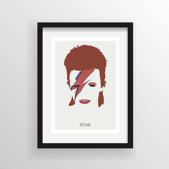David Bowie (Aladdin Sane) - Minimalist Digital Art Print, Wall Poster Graphic Limited Edition