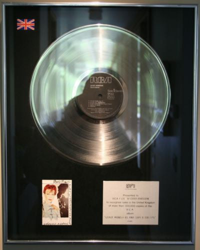 DAVID BOWIE SCARY MONSTERS BPI Silver Record LP Award Plaque AUTHENTIC RARE EX