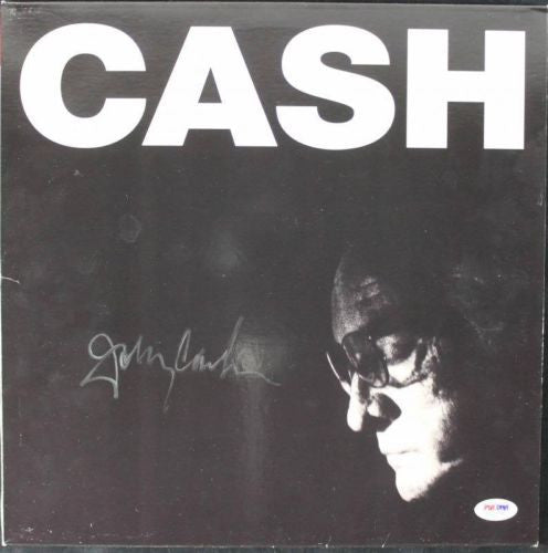 JOHNNY CASH AMERICAN IV SIGNED ALBUM COVER W/ VINYL AUTOGRAPHED PSA/DNA #V16164