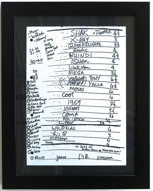 Joe Strummer (The Clash) – Handwritten Mescaleros Setlist