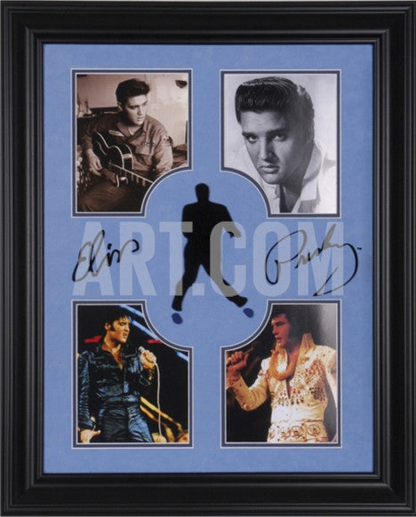 Elvis Presley framed photo presentation with laser-cut replica signature