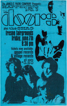 The Doors "Happening No. 3" Fresno Fairgrounds Concert Window Flyer