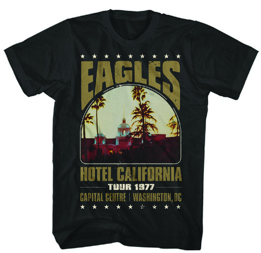 Eagles Hotel CA Tour 1977 men black t shirt