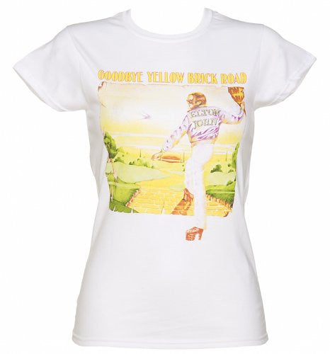 Ladies White Goodbye Yellow Brick Road Elton John T-Shirt