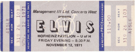 Elvis Presley - An Unused Concert Ticket, 1971