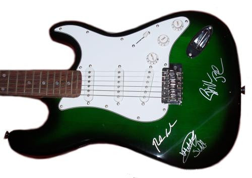 Green Day Autographed Guitar - Signed By Billie Joe Armstrong, Mike Dirnt, and Tre Cool