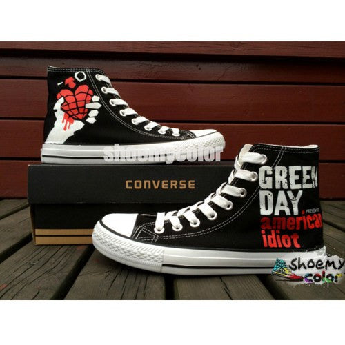Green Day Converse Shoes Hand Painted High Top Canvas Sneakers