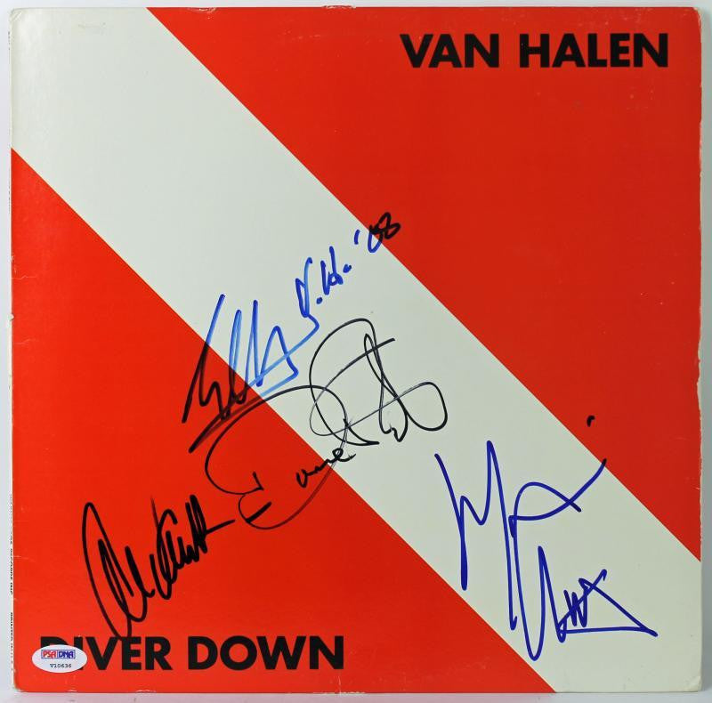 VAN HALEN (4) EDDIE, ALEX, ANTHONY & LEE ROTH AUTHENTIC SIGNED ALBUM COVER PSA/DNA V10636