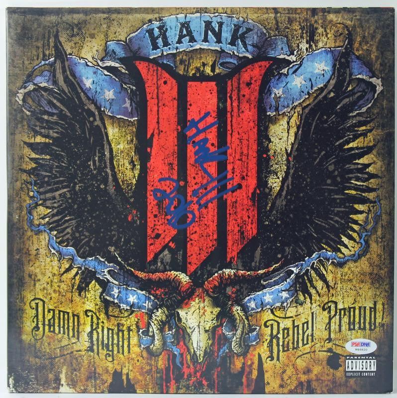 HANK WILLIAMS DAMN RIGHT REBEL PROUD SIGNED ALBUM COVER W/ VINYL PSA/DNA W46820