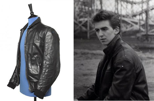 George Harrison / The Beatles: The iconic black leather jacket, worn throughout early stage appearances