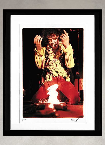 Jimi Hendrix Burning Guitar at Monterey by Ed Caraeff