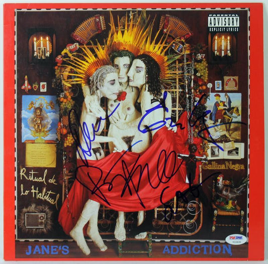 JANE'S ADDICTION (4) FARRELL, NAVARRO, PERKINS & AVERY SIGNED ALBUM COVER W/ VINYL PSA/DNA V10635