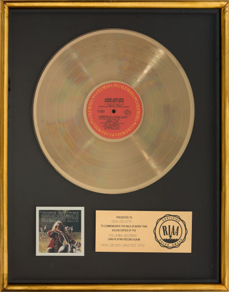 Janis Joplin's Greatest Hits RIAA Gold Record Award (Columbia PC-32168, 1973)
