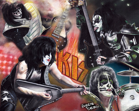 The Kiss, Hard Rock Group painting, poster, print, reproduction, drawing by artist eugene, 30"x40"