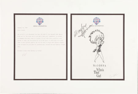 Madonna Signed "Who's That Girl" Sketch with Letter (Warner Bros., 1987)