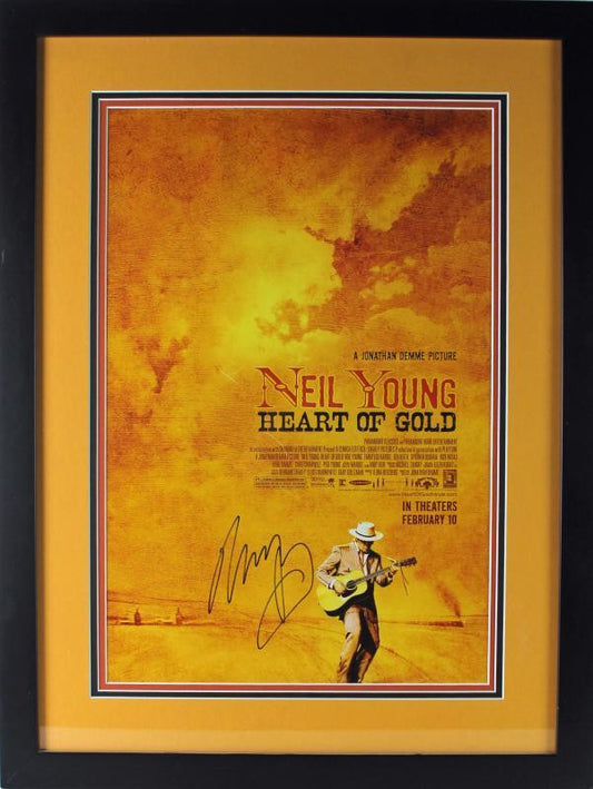 NEIL YOUNG HEART OF GOLD SIGNED AUTHENTIC FRAMED 14X21 POSTER PSA/DNA V12083