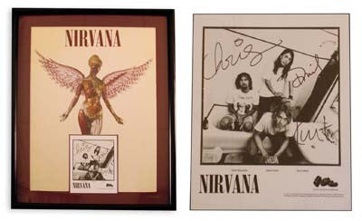 Lot 405: Nirvana Signed Display (28x36" framed)