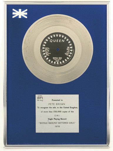 Queen Presentation 'Silver' Disc for the Single Bicycle Race