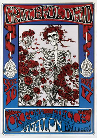 Skeleton & Roses Lithograph artist stanley mouse alton kelley