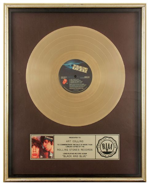 Rolling Stones Black and Blue Gold Record Award