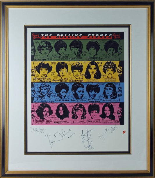 ROLLING STONES (4) JAGGER, RICHARDS, WATTS & WOOD SIGNED AUTHENTIC FRAMED 20X24 POSTER PSA/DNA V12081