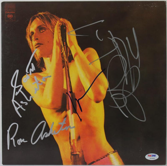STOOGES (4) IGGY POP, ASHETON BROS & WILLIAMSON AUTHENTIC SIGNED ALBUM COVER PSA/DNA V10665