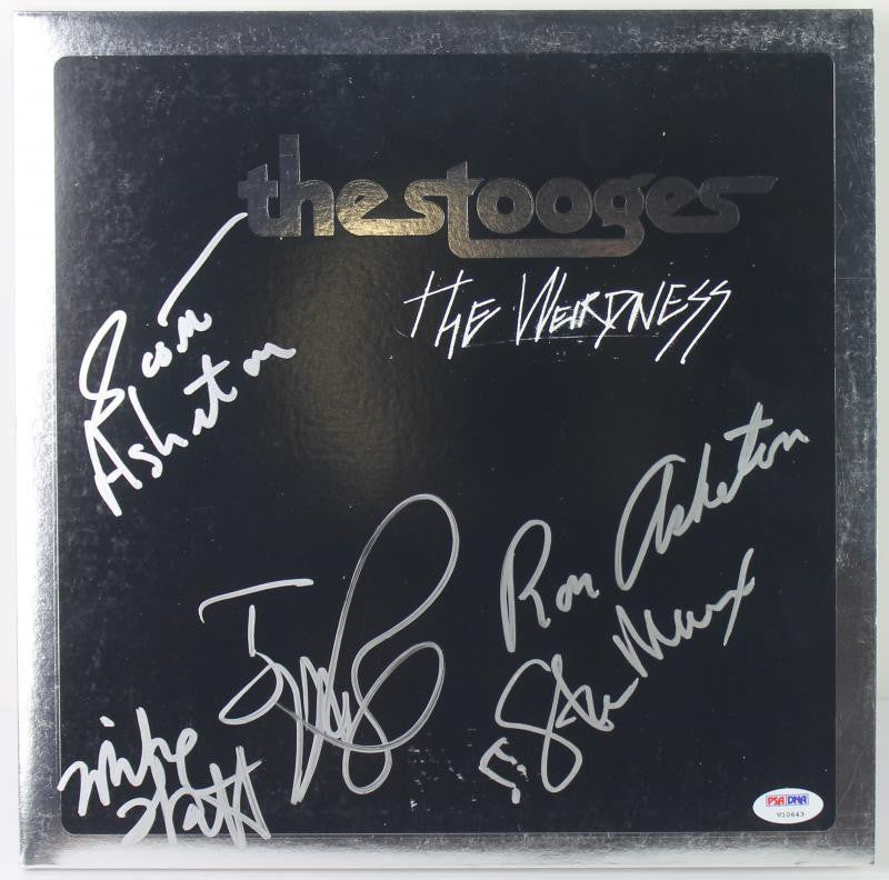 STOOGES (5) IGGY, ASHETON BROS, WATT & MACKEY SIGNED ALBUM COVER W/ VINYL PSA/DNA V10643