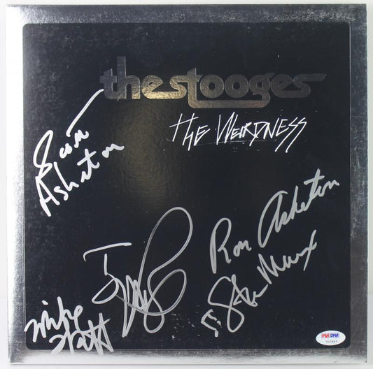 STOOGES (5) IGGY, ASHETON BROS, WATT & MACKEY SIGNED ALBUM COVER W/ VINYL PSA/DNA V10643