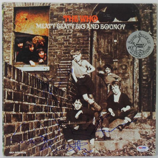 THE WHO (3) TOWNSHEND, ENTWISTLE & DALTREY SIGNED ALBUM COVER W/ VINYL PSA/DNA V10794