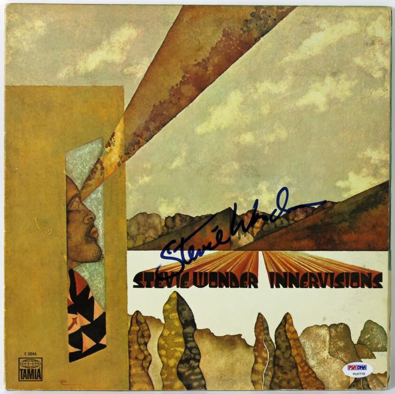 STEVIE WONDER INNERVISIONS AUTHENTIC SIGNED ALBUM COVER PSA/DNA V10775