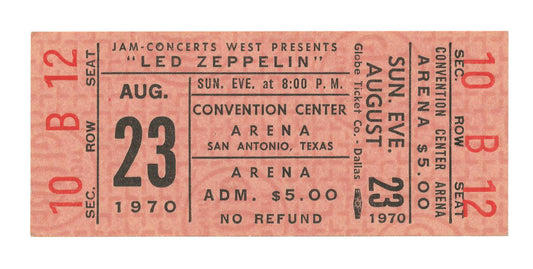 Lot 1013: High-Grade Led Zeppelin Concert Ticket
